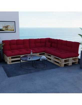 Set de 8 Cojines para Palets, 3x 120x80 + 3x 120x40 + 60x40 + 40x40 Acolchado, Rojo