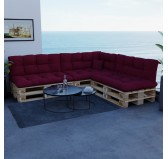 Set de 8 Cojines para Palets, 3x 120x80 + 3x 120x40 + 60x40 + 40x40 Acolchado, Burdeos Set de 8 Cojines para Palets, 3x 120x80 + 3x 120x40 + 60x40 + 40x40 Acolchado, Burdeos
