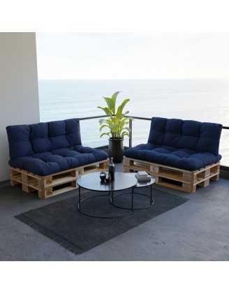 Cojín de Respaldo Acolchado para Palet 120x40x12 Azul Oscuro