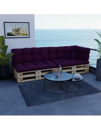 Cojín de Respaldo para Palets, Acolchado, 120x40x12 cm, Violeta