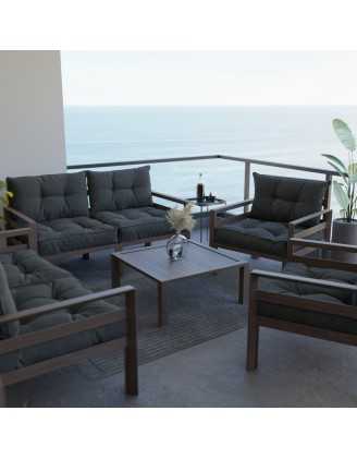 Set de 2 Cojines para Silla de Jardín Antracita 60x60 + 60x40