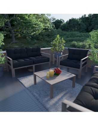 Set de 2 Cojines para Silla de Jardín Negro 60x60 + 60x40