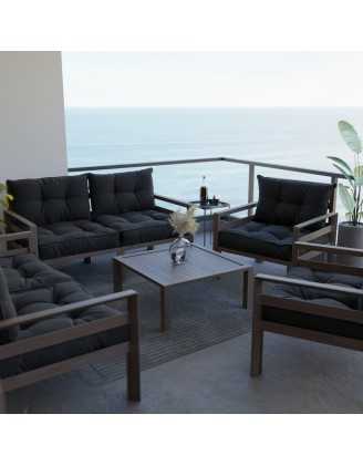 Set de 2 Cojines para Silla de Jardín Negro 60x60 + 60x40