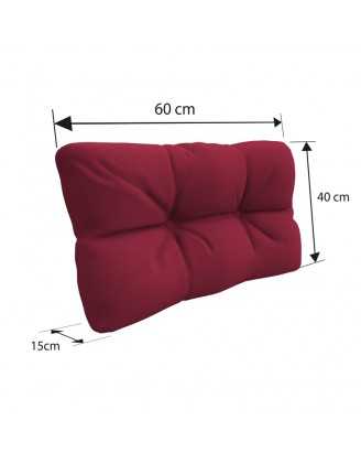 Set de 8 Cojines para Palets, 3x 120x80 + 3x 120x40 + 60x40 + 40x40 Acolchado, Burdeos