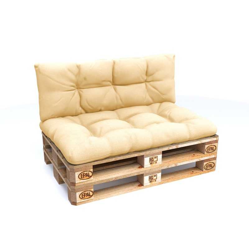 Set de 2 Cojines para Palets - Asiento 120x80 cm + Respaldo 120x40 cm, Impermeable, Acolchado, Beige Set de 2 Cojines para Palets - Asiento 120x80 cm + Respaldo 120x40 cm, Impermeable, Acolchado, Beige