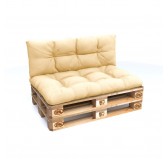 Set de 2 Cojines para Palets - Asiento 120x80 cm + Respaldo 120x40 cm, Impermeable, Acolchado, Beige Set de 2 Cojines para Palets - Asiento 120x80 cm + Respaldo 120x40 cm, Impermeable, Acolchado, Beige