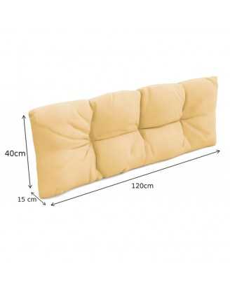 Set de 2 Cojines para Palets - Asiento 120x80 cm + Respaldo 120x40 cm, Impermeable, Acolchado, Beige