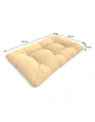 Set de 2 Cojines para Palets - Asiento 120x80 cm + Respaldo 120x40 cm, Impermeable, Acolchado, Beige