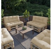 Set de 2 Cojines para Palets - Asiento 120x80 cm + Respaldo 120x40 cm, Impermeable, Acolchado, Beige Set de 2 Cojines para Palets - Asiento 120x80 cm + Respaldo 120x40 cm, Impermeable, Acolchado, Beige