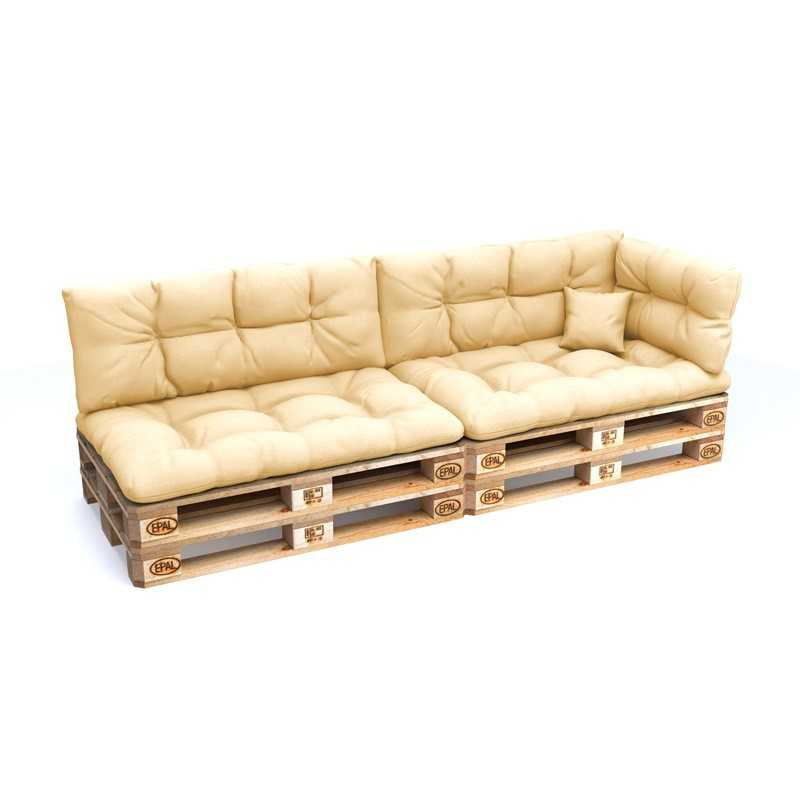Set de 6 Cojines para Palets, 2x Asiento + 2x Respaldo + Lateral + Decorativa, Impermeable, Acolchado, Beige Set de 6 Cojines para Palets, 2x Asiento + 2x Respaldo + Lateral + Decorativa, Impermeable, Acolchado, Beige