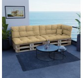 Set de 6 Cojines para Palets, 2x Asiento + 2x Respaldo + Lateral + Decorativa, Impermeable, Acolchado, Beige Set de 6 Cojines para Palets, 2x Asiento + 2x Respaldo + Lateral + Decorativa, Impermeable, Acolchado, Beige