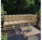 Set de 6 Cojines para Palets, 2x Asiento + 2x Respaldo + Lateral + Decorativa, Impermeable, Acolchado, Beige Set de 6 Cojines para Palets, 2x Asiento + 2x Respaldo + Lateral + Decorativa, Impermeable, Acolchado, Beige