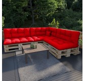 Cojín de Respaldo para Palets, Impermeable, Acolchado, 120x40x12 cm, Rojo Cojín de Respaldo para Palets, Impermeable, Acolchado, 120x40x12 cm, Rojo
