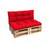 Set de 2 Cojines para Palets - Asiento 120x80 cm + Respaldo 120x40 cm, Impermeable, Acolchado, Rojo Set de 2 Cojines para Palets - Asiento 120x80 cm + Respaldo 120x40 cm, Impermeable, Acolchado, Rojo