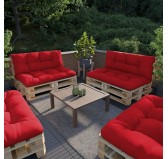 Set de 2 Cojines para Palets - Asiento 120x80 cm + Respaldo 120x40 cm, Impermeable, Acolchado, Rojo Set de 2 Cojines para Palets - Asiento 120x80 cm + Respaldo 120x40 cm, Impermeable, Acolchado, Rojo