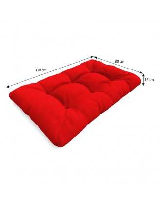 Set de 2 Cojines para Palets - Asiento 120x80 cm + Respaldo 120x40 cm, Impermeable, Acolchado, Rojo