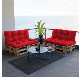 Set de 2 Cojines para Palets - Asiento 120x80 cm + Respaldo 120x40 cm, Impermeable, Acolchado, Rojo Set de 2 Cojines para Palets - Asiento 120x80 cm + Respaldo 120x40 cm, Impermeable, Acolchado, Rojo