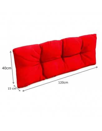 Set de 2 Cojines para Palets - Asiento 120x80 cm + Respaldo 120x40 cm, Impermeable, Acolchado, Rojo