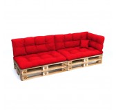 Set de 6 Cojines para Palets, 2x Asiento + 2x Respaldo + Lateral + Decorativa, Impermeable, Acolchado, Rojo Set de 6 Cojines para Palets, 2x Asiento + 2x Respaldo + Lateral + Decorativa, Impermeable, Acolchado, Rojo