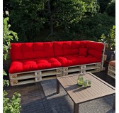 Set de 6 Cojines para Palets, 2x Asiento + 2x Respaldo + Lateral + Decorativa, Impermeable, Acolchado, Rojo Set de 6 Cojines para Palets, 2x Asiento + 2x Respaldo + Lateral + Decorativa, Impermeable, Acolchado, Rojo