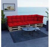 Set de 6 Cojines para Palets, 2x Asiento + 2x Respaldo + Lateral + Decorativa, Impermeable, Acolchado, Rojo Set de 6 Cojines para Palets, 2x Asiento + 2x Respaldo + Lateral + Decorativa, Impermeable, Acolchado, Rojo