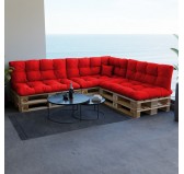 Set de 8 Cojines para Palets, 3x Asiento + 3x Respaldo + Lateral + Decorativa, Impermeable, Acolchado, Rojo Set de 8 Cojines para Palets, 3x Asiento + 3x Respaldo + Lateral + Decorativa, Impermeable, Acolchado, Rojo