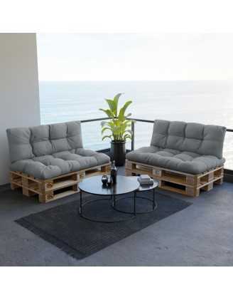 Cojín de Asiento para Palets, Impermeable, Acolchado, 120x80x15 cm, Gris