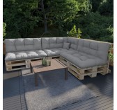 Cojín de Asiento para Palets, Impermeable, Acolchado, 120x80x15 cm, Gris Cojín de Asiento para Palets, Impermeable, Acolchado, 120x80x15 cm, Gris