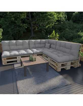 Cojín de Asiento para Palets, Impermeable, Acolchado, 120x80x15 cm, Gris