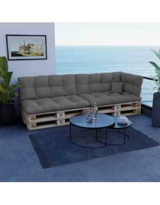 Cojín de Asiento para Palets, Impermeable, Acolchado, 120x80x15 cm, Gris