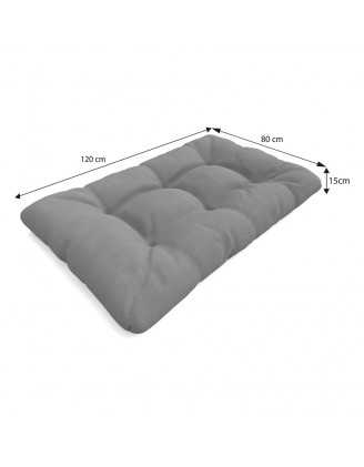 Cojín de Asiento para Palets, Impermeable, Acolchado, 120x80x15 cm, Gris