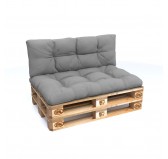 Set de 2 Cojines para Palets - Asiento 120x80 cm + Respaldo 120x40 cm, Impermeable, Acolchado, Gris Set de 2 Cojines para Palets - Asiento 120x80 cm + Respaldo 120x40 cm, Impermeable, Acolchado, Gris