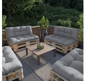 Set de 2 Cojines para Palets - Asiento 120x80 cm + Respaldo 120x40 cm, Impermeable, Acolchado, Gris Set de 2 Cojines para Palets - Asiento 120x80 cm + Respaldo 120x40 cm, Impermeable, Acolchado, Gris