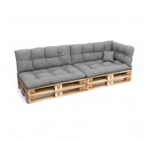 Set de 6 Cojines para Palets, 2x Asiento + 2x Respaldo + Lateral + Decorativa, Impermeable, Acolchado, Gris