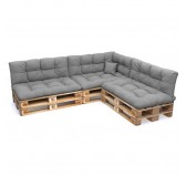 Set de 8 Cojines para Palets, 3x Asiento + 3x Respaldo + Lateral + Decorativa, Impermeable, Acolchado, Gris Set de 8 Cojines para Palets, 3x Asiento + 3x Respaldo + Lateral + Decorativa, Impermeable, Acolchado, Gris
