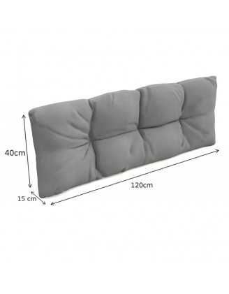 Set de 8 Cojines para Palets, 3x Asiento + 3x Respaldo + Lateral + Decorativa, Impermeable, Acolchado, Gris
