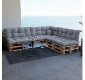 Set de 8 Cojines para Palets, 3x Asiento + 3x Respaldo + Lateral + Decorativa, Impermeable, Acolchado, Gris Set de 8 Cojines para Palets, 3x Asiento + 3x Respaldo + Lateral + Decorativa, Impermeable, Acolchado, Gris
