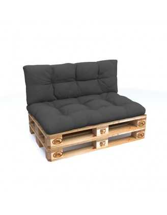 Set de 2 Cojines para Palets - Asiento 120x80 cm + Respaldo 120x40 cm, Impermeable, Acolchado, Antracita