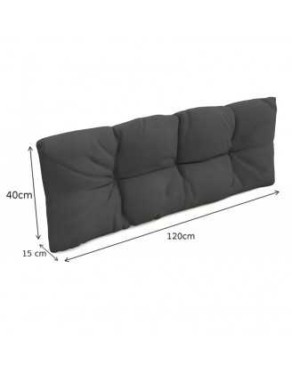 Set de 2 Cojines para Palets - Asiento 120x80 cm + Respaldo 120x40 cm, Impermeable, Acolchado, Antracita