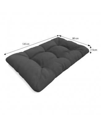 Set de 2 Cojines para Palets - Asiento 120x80 cm + Respaldo 120x40 cm, Impermeable, Acolchado, Antracita