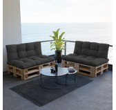 Set de 2 Cojines para Palets - Asiento 120x80 cm + Respaldo 120x40 cm, Impermeable, Acolchado, Antracita Set de 2 Cojines para Palets - Asiento 120x80 cm + Respaldo 120x40 cm, Impermeable, Acolchado, Antracita