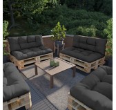 Set de 2 Cojines para Palets - Asiento 120x80 cm + Respaldo 120x40 cm, Impermeable, Acolchado, Antracita Set de 2 Cojines para Palets - Asiento 120x80 cm + Respaldo 120x40 cm, Impermeable, Acolchado, Antracita