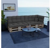 Set de 6 Cojines para Palets, 2x Asiento + 2x Respaldo + Lateral + Decorativa, Impermeable, Acolchado, Antracita Set de 6 Cojines para Palets, 2x Asiento + 2x Respaldo + Lateral + Decorativa, Impermeable, Acolchado, Antracita