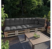 Set de 6 Cojines para Palets, 2x Asiento + 2x Respaldo + Lateral + Decorativa, Impermeable, Acolchado, Antracita Set de 6 Cojines para Palets, 2x Asiento + 2x Respaldo + Lateral + Decorativa, Impermeable, Acolchado, Antracita