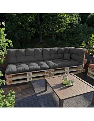 Set de 6 Cojines para Palets, 2x Asiento + 2x Respaldo + Lateral + Decorativa, Impermeable, Acolchado, Antracita