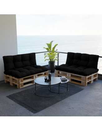 Cojín de Respaldo para Palets, Impermeable, Acolchado, 120x40x12 cm, Negro