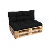 Set de 2 Cojines para Palets - Asiento 120x80 cm + Respaldo 120x40 cm, Impermeable, Acolchado, Negro Set de 2 Cojines para Palets - Asiento 120x80 cm + Respaldo 120x40 cm, Impermeable, Acolchado, Negro