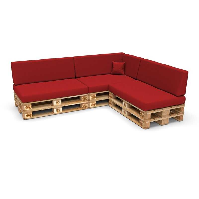Set de 8 Cojines para Palets, 3x 120x80 + 3x 120x40 + 60x40 + 40x40 Rojo Set de 8 Cojines para Palets, 3x 120x80 + 3x 120x40 + 60x40 + 40x40 Rojo