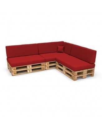 Set de 8 Cojines para Palets, 3x 120x80 + 3x 120x40 + 60x40 + 40x40 Rojo