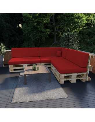 Set de 8 Cojines para Palets, 3x 120x80 + 3x 120x40 + 60x40 + 40x40 Rojo